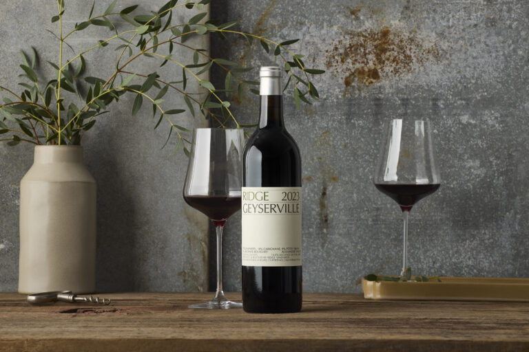 wine bottle and two glasses